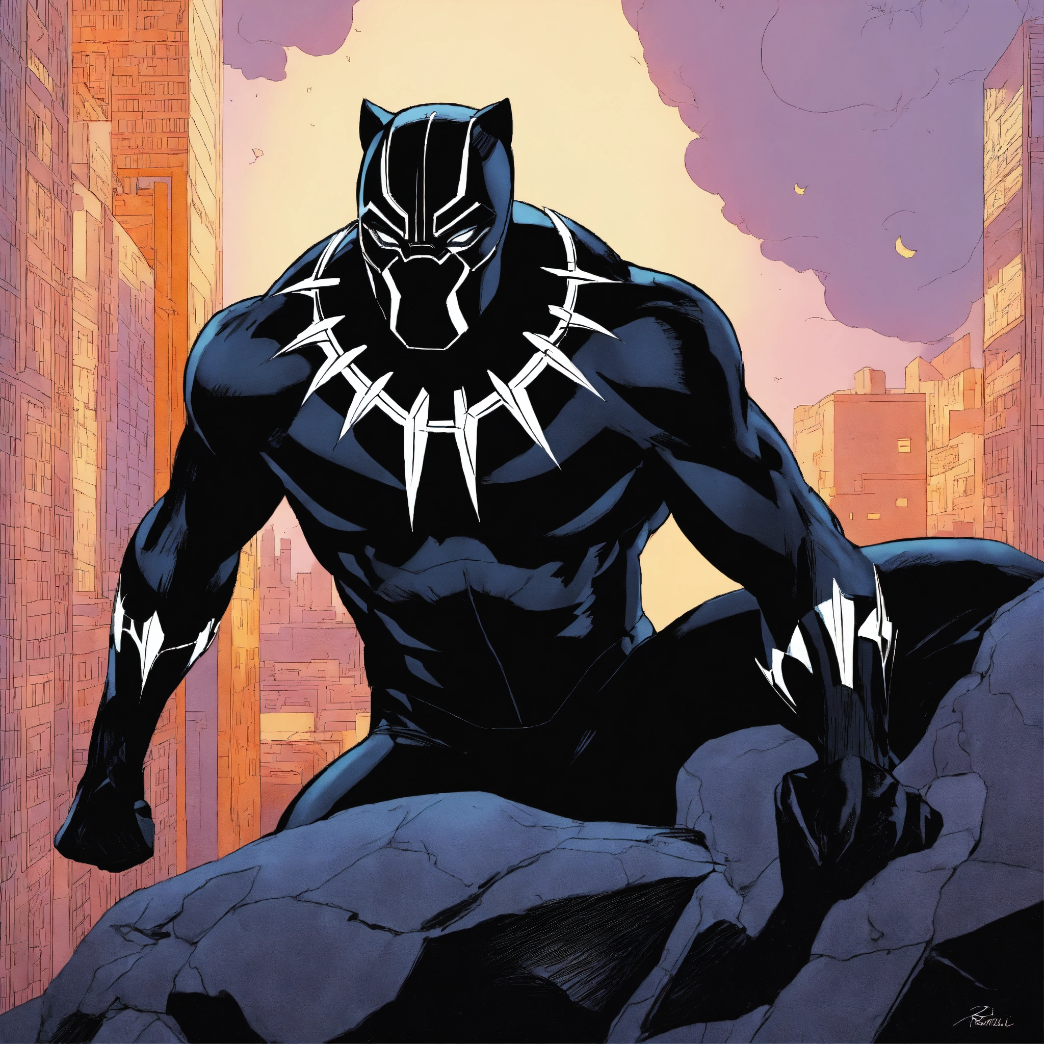 Imagine Black Panther drawn minimalistically by Jo